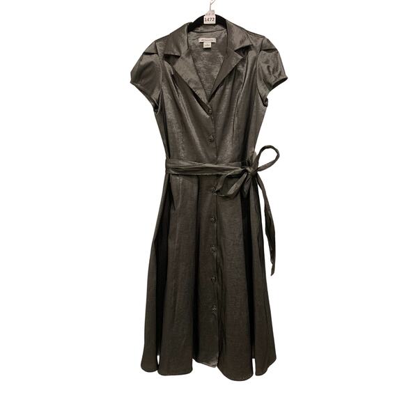 Liz Claiborne women's Gray Wrap Dress, 12, Cap Sleeves, Knee-Length - Picture 1 of 4